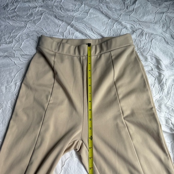 SHEIN Cream High-Waisted Trousers Slit Ankle Detail Flattering - Picture 5 of 9